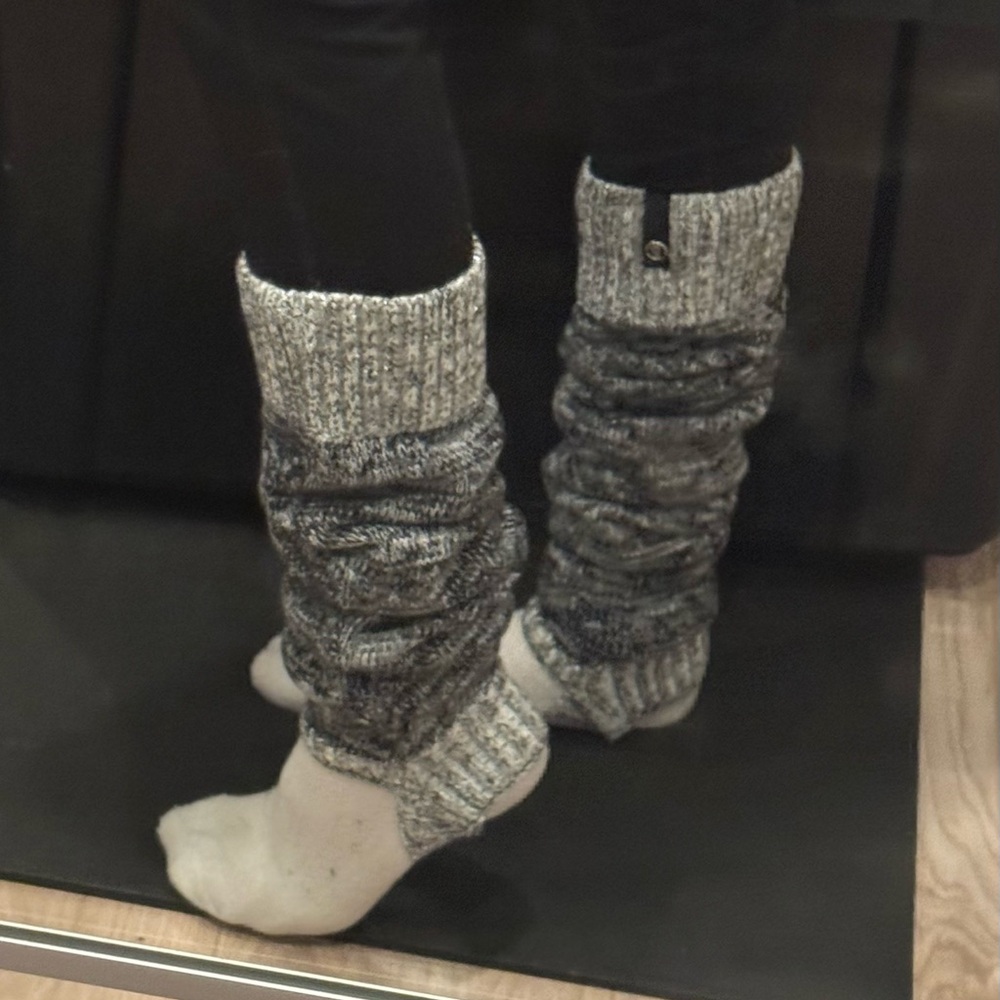 Black and Gray Knit Leg Warmers